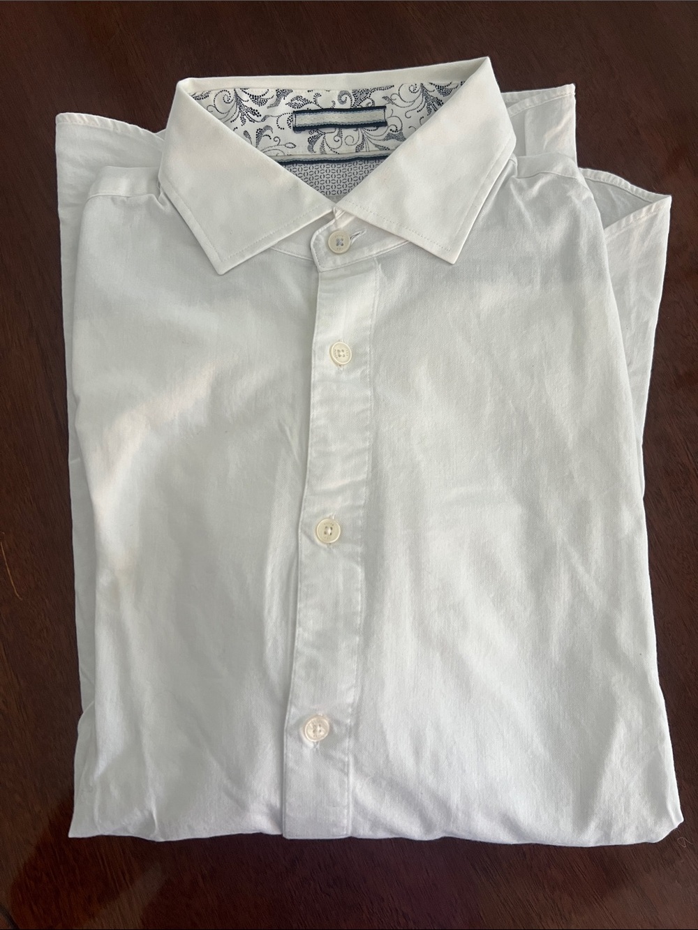 Ted Baker White Dress Shirt with Subtle Inner Collar Pattern